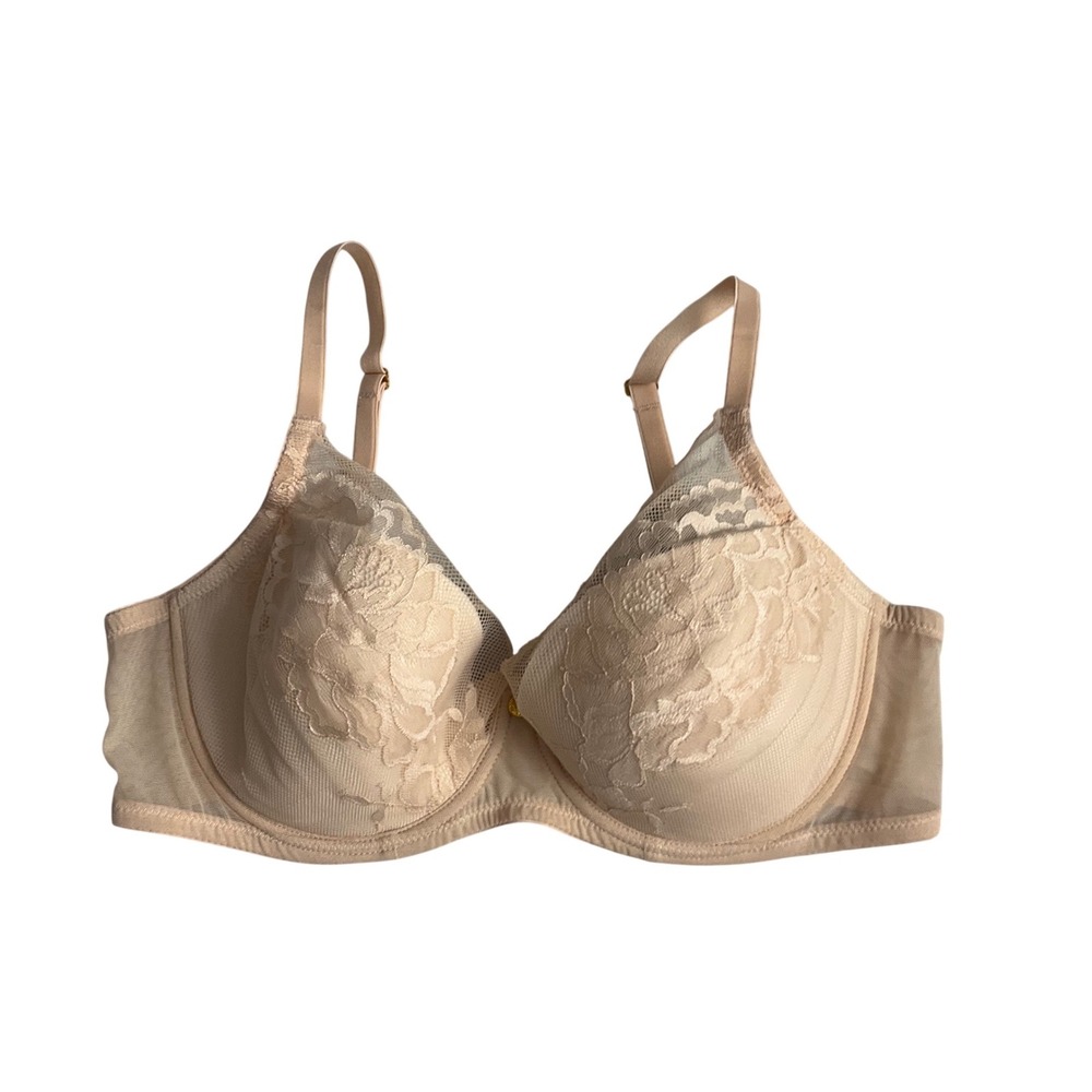 Natori Lace Underwire Bra Women 36D Beige Floral Mesh